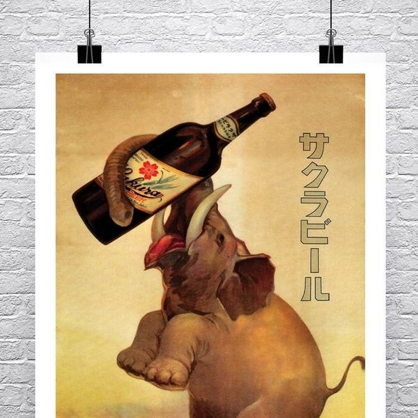 Elephant Beer 1921 Vintage Alcohol Advertising Poster Fine Art Giclee Print on Premium Canvas or Paper