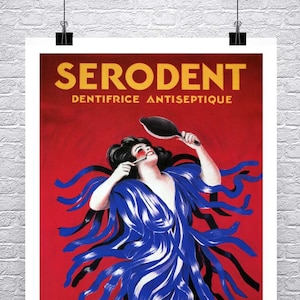 Póster publicitario dental vintage de Leonetto Cappiello de Serodent de 1928, impresión Giclée de bellas artes en lienzo o papel de primera calidad