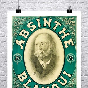 Absinthe Blanqui Antique Cartel de Publicidad Francesa Bellas Artes Giclee Impresión en lienzo o papel premium