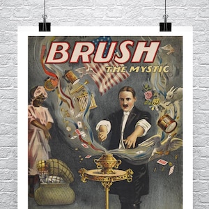 Antique Magician Poster: Brush The Mystic Giclee Art Print