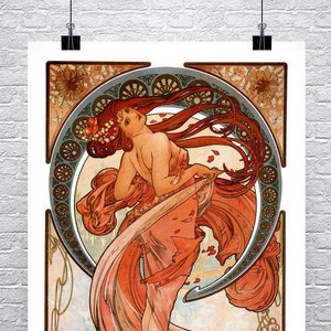 Dance 1898 Alphonse Mucha Art Nouveau Poster Giclee Print on Premium Canvas or Paper