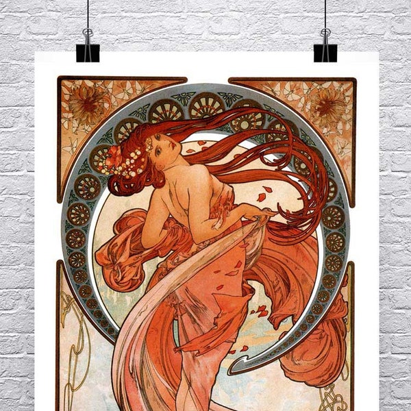 Danse 1898 Alphonse Mucha Art Nouveau Poster Giclee Imprimer sur toile premium ou papier