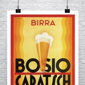 Cerveza de borrador italiano 1936 Art Deco Advertising Poster Fine Art Giclee Impresión en lienzo o papel premium