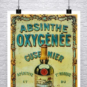 Absinthe Oxygenee Vintage Französisch Werbung Poster hochwertige Giclée-Druck auf Premium-Leinwand oder Papier