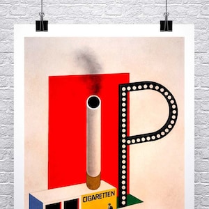 Bauhaus Poster Cigaretten 1924 Herbert Bayer Fine Art Giclee Print on Canvas or Paper