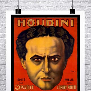 Harry Houdini Red Eyes French Magician Poster: Vintage Giclee Art Print