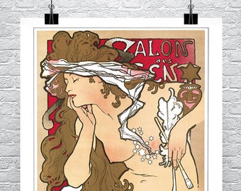 アルフォンス・ミュシャ、婦人の胸像（メダイヨン）、希少な画集より ファイル:Madonna of the Lilies (1905) - Alfons Mucha.jpg