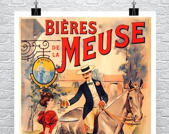 poster reproduction. Wall art poster Bieres de la Meuse : Vintage Beer Ad 