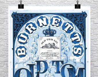 Old Tom Gin London Vintage Liquor Poster Fine Art Giclee Print on Premium Canvas or Paper