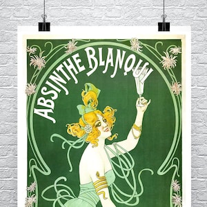 Absinthe Blanqui Paris Vintage Art Nouveau Liquor Poster Fine Art Giclee Print on Premium Canvas or Paper