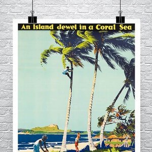 Lindeman Island Art Deco Travel Poster: Australian Giclee Print