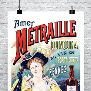 Amer Metraille Quinquina Art Deco Licor francés Publicidad Cartel De Bellas Artes Giclee Imprimir en lienzo o papel premium