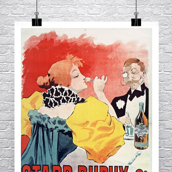 Cognac Otard Dupuy Vintage French Art Deco Liquor Advertising Poster Fine Art Giclee Print on Premium Canvas or Paper