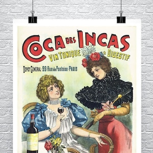 Coca Des Incas Paris Vintage French Liquor Advertising Poster Fine Art Giclee Print on Premium Canvas or Paper