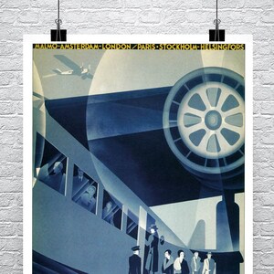 Art Deco Travel Poster: Flyg A-B Aerotransport, European Vintage Print