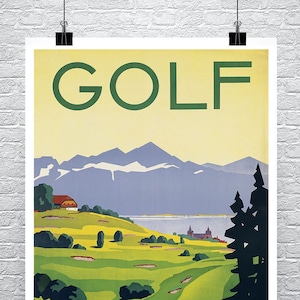 Golf Lausanne Switzerland Vintage Art Deco Poster Print
