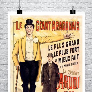 Le Geant Aragonais Sideshow Poster: Vintage French Art Giclee Print