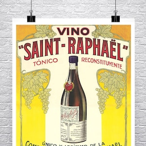 Vino Saint Raphael Vintage Französisches Art Deco Wein Werbeposter Fine Art Giclee Print auf Premium Canvas oder Papier