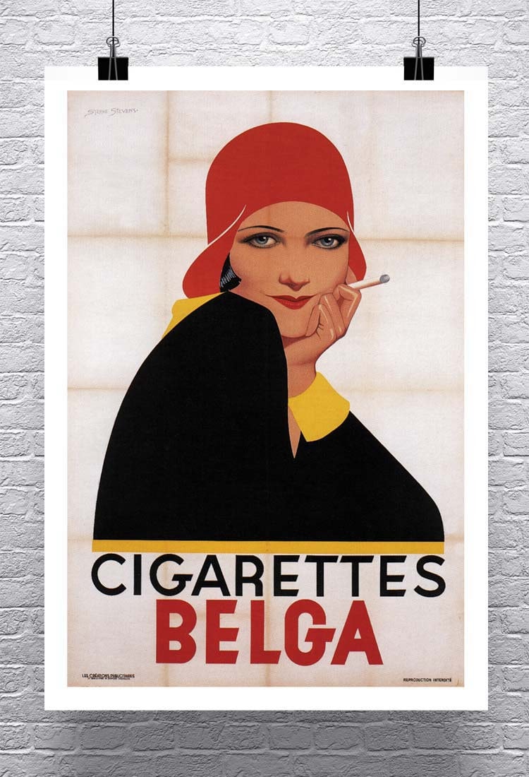 Cigarettes Belga 1930 Vintage Art Deco Poster Print