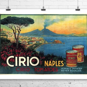 Cirio Tomatoes Neapel Vintage 1930 Italienisches Essen Werbeplakat Fine Art Giclée-Druck auf Premium Leinwand oder Papier