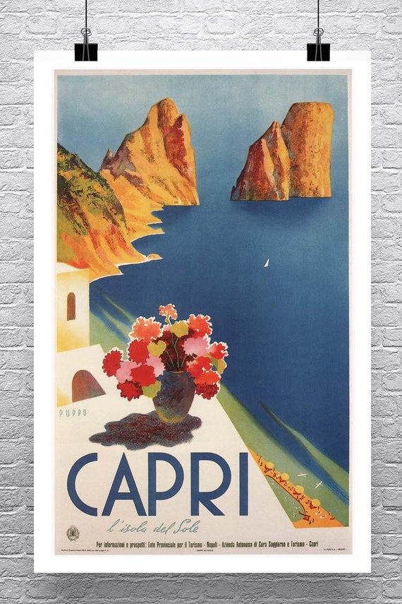 Italy Capri Island 1952 Italian Travel Vintage Poster Print Retro Style Wall Art