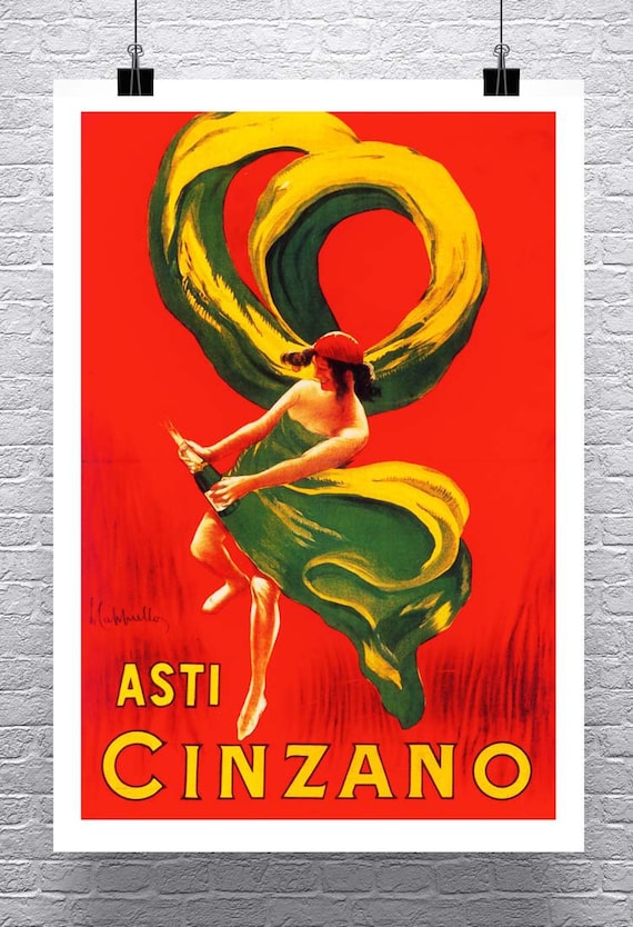 Cinzano Vermouth Torino Cappiello Poster Giclee Print on Canvas or Paper
