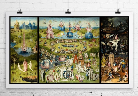 Garden Of Earthly Delights Hieronymus Bosch Fine Art Rolled Etsy