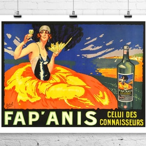 Fap Anis Vintage Art Deco Likör Werbung Poster Fine Art Giclée-Druck auf Leinwand oder Papier