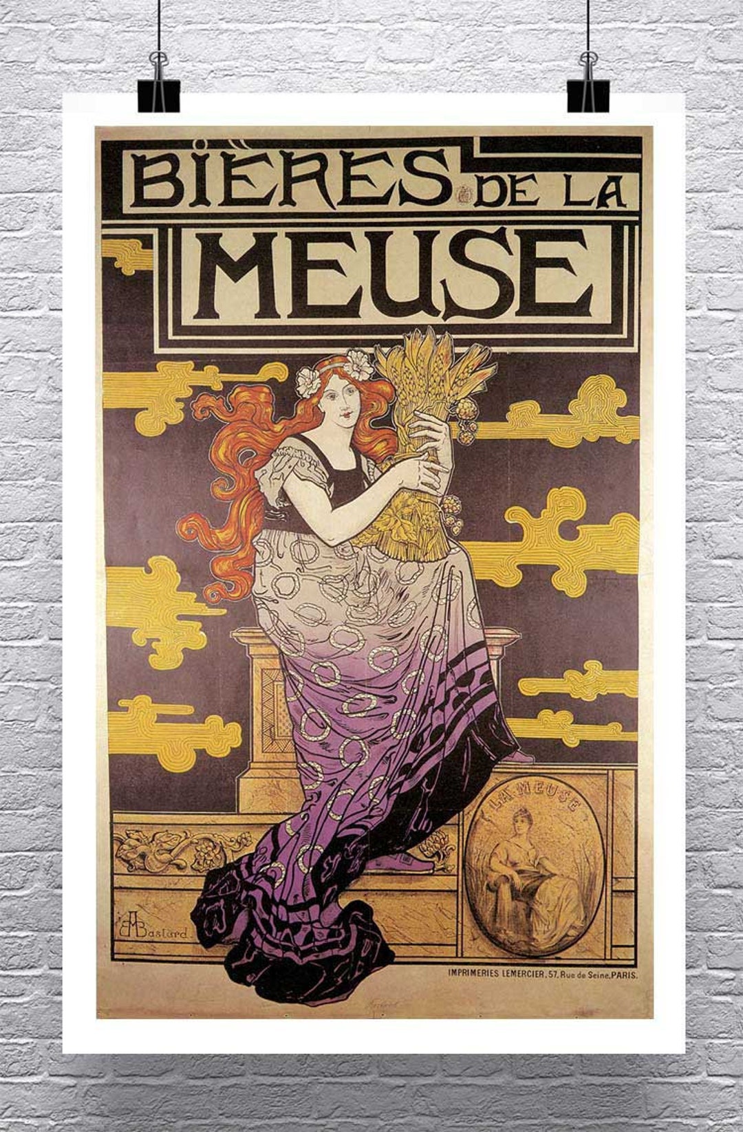 Bieres De La Meuse Vintage Art Nouveau Beer Advertising