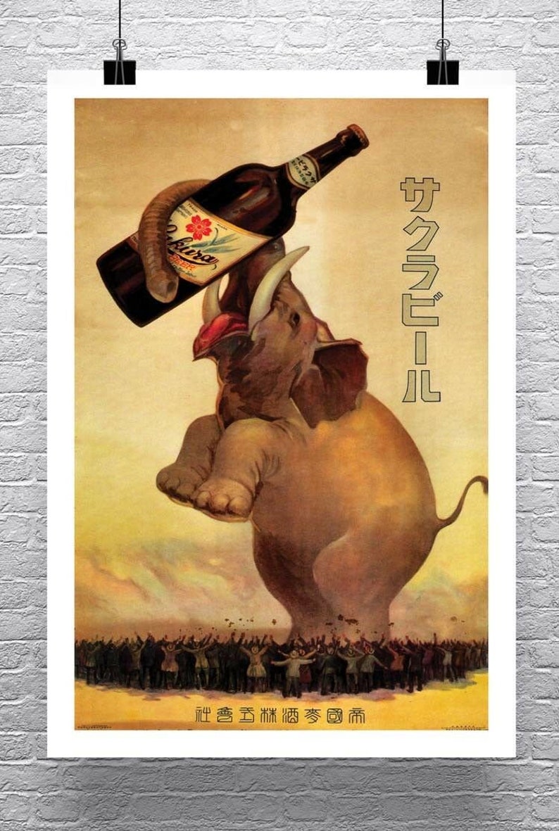 Elephant Beer 1921 Vintage Alcohol Advertising Poster Fine Art Etsy UK