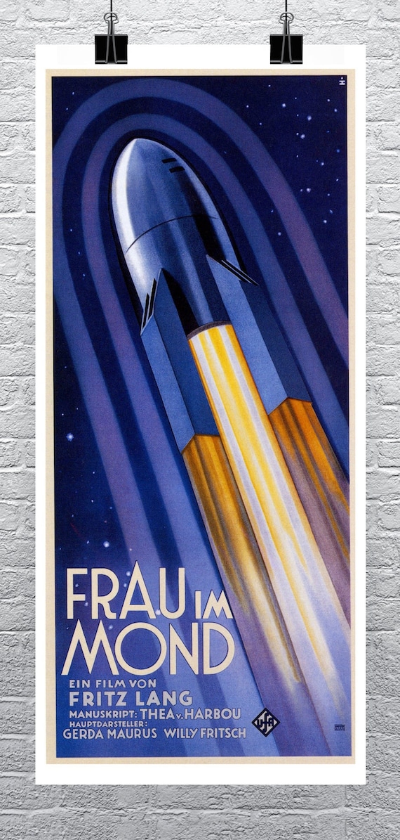 Woman in the Moon: Vintage Art Deco Space Rocket Giclee Print - Etsy