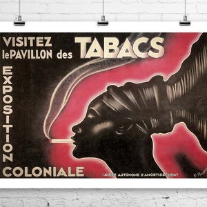 Tabacs Vintage Cigarette Publicidad Cartel Bellas Artes Giclee Impresión en lienzo o papel premium