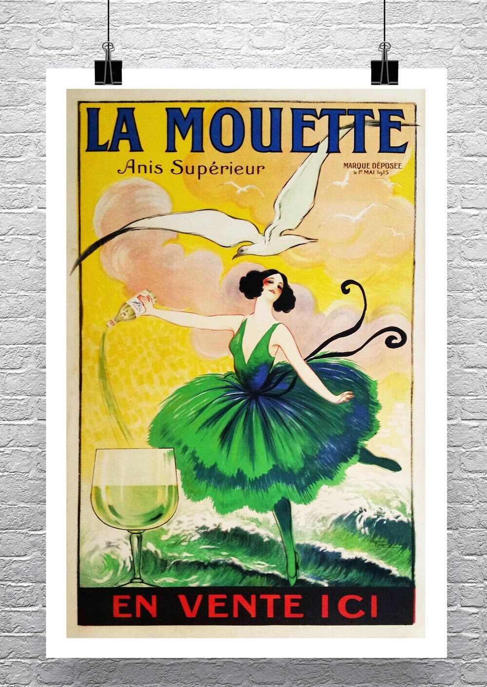 French Liquor Poster: La Mouette, Vintage 1920s Art Giclee Print