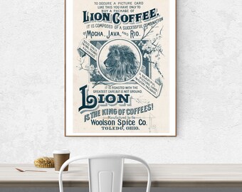 Lion Coffee Vintage Cafe Poster: Fine Art Giclee Print - Etsy