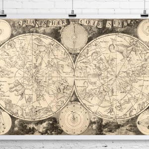 Astronomie Karte antike 19. Jahrhundert Illustration Fine Art Giclée-Druck auf Premium-Leinwand oder Papier