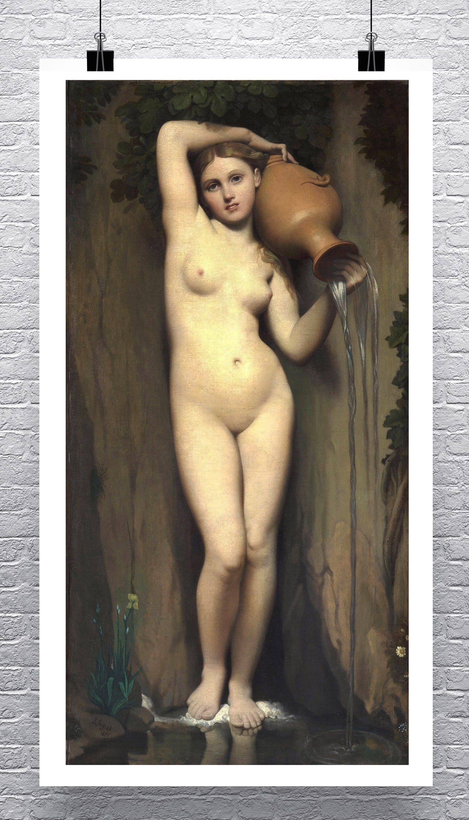 Classical Nude Female Pouring Water Old Master Painting Fine Art Giclee  Print on Premium Canvas or Matte Paper