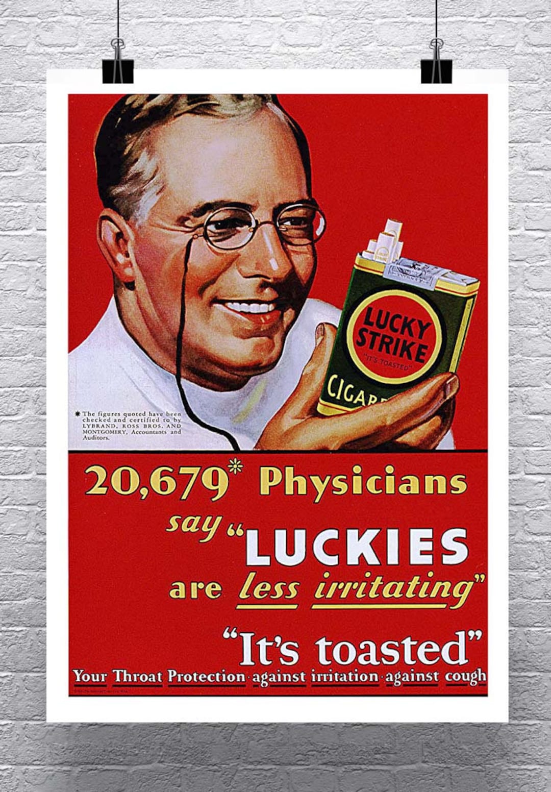 Lucky Strike Ad Print: Vintage Tobacco Poster, 