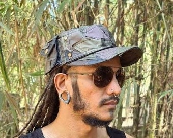 PocketShuffle - Unisex Eco Friendly Distressed caps,post apocalyptic wear, Dystopian,festival accessories,burning man, steampunk