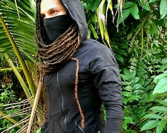 Raven The Second Patchwork - Unisex Riding Hoodie, Ninja Hoodie, Zipped Hoodie, Wasteland Clothing, Festival Fashion, Burning man Clothing