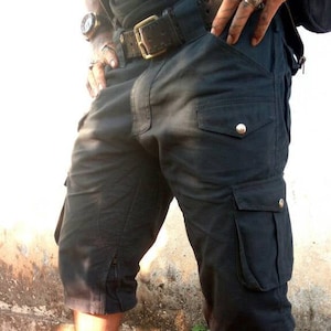 Tenderizer - Men and women's biker cargo shorts, mens shorts,  steampunk, psytrance goa pants, burning man shorts,