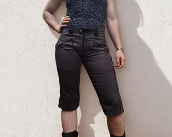 Petty Women’s Slim Fit Shorts – High Waist Biker Shorts, Gothic Festival Capri Pants, Alternative Streetwear, Steampunk, Festival Outfit