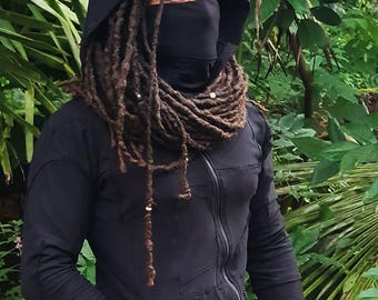 Raven The Second - Unisex Riding Hoodie,Ninja Hoodie, Zipped Hoodie, Wasteland Festival Clothing, BurningMan Clothing, Psyclothing