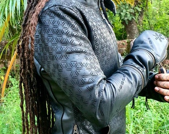 Graver- Designer Leather Jacket, Bespoke Fit, Engraved Jackets, Rocker Jacket, Burning Man Outfit, Festival Rocker Outfit, Celebrity jacket