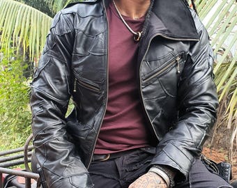 Skin Crawler Men And Women's Festival Leather Jacket, Psytrance, BurningMan Clothing, Playa Fashion, Goa Trance Clothing, Him Her
