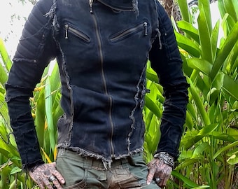 Night Crawler - Chaqueta de manga larga para hombre y mujer, estilo festival, psytrance, ropa para Burning Man, streetwear, ropa de motero, cosplay, Boom Festival