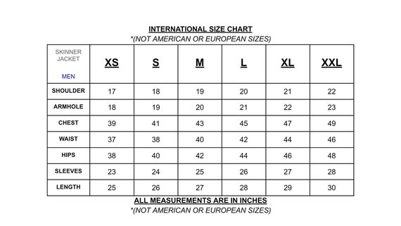Skinners Size Chart