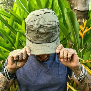 Buff - Unisex Eco Friendly Patchwork Distressed Caps,Post Apocalyptic, Dystopian, Festival Accessories, Burning Man, Steampunk, Streetwear