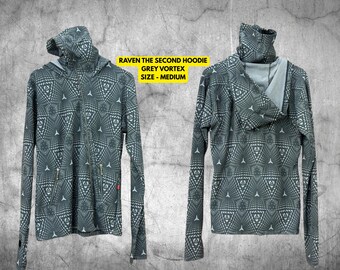 Ninja Riding Hoodie – Grey Vortex Print, French Terry