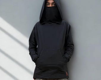 Raven - NINJA Unisex Cotton Hoodie With Pockets, Cosplay, Festival Fashion wear, Burning Man, wasteland.