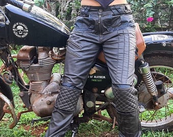 Slicer Slim Fit Womens Motorcycle Trousers | Post Apoc Cyberpunk Burning Women Alternative Wear